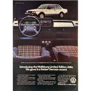 VW Wolfsburg Limited Edition Jetta "We Gave it a Thicker German Accent" Ad 1983